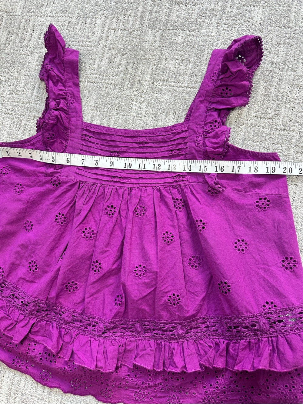 Rickis Eyelet Tiered Ruffle Tank | Size Medium | 100% Cotton - Picture 8 of 10